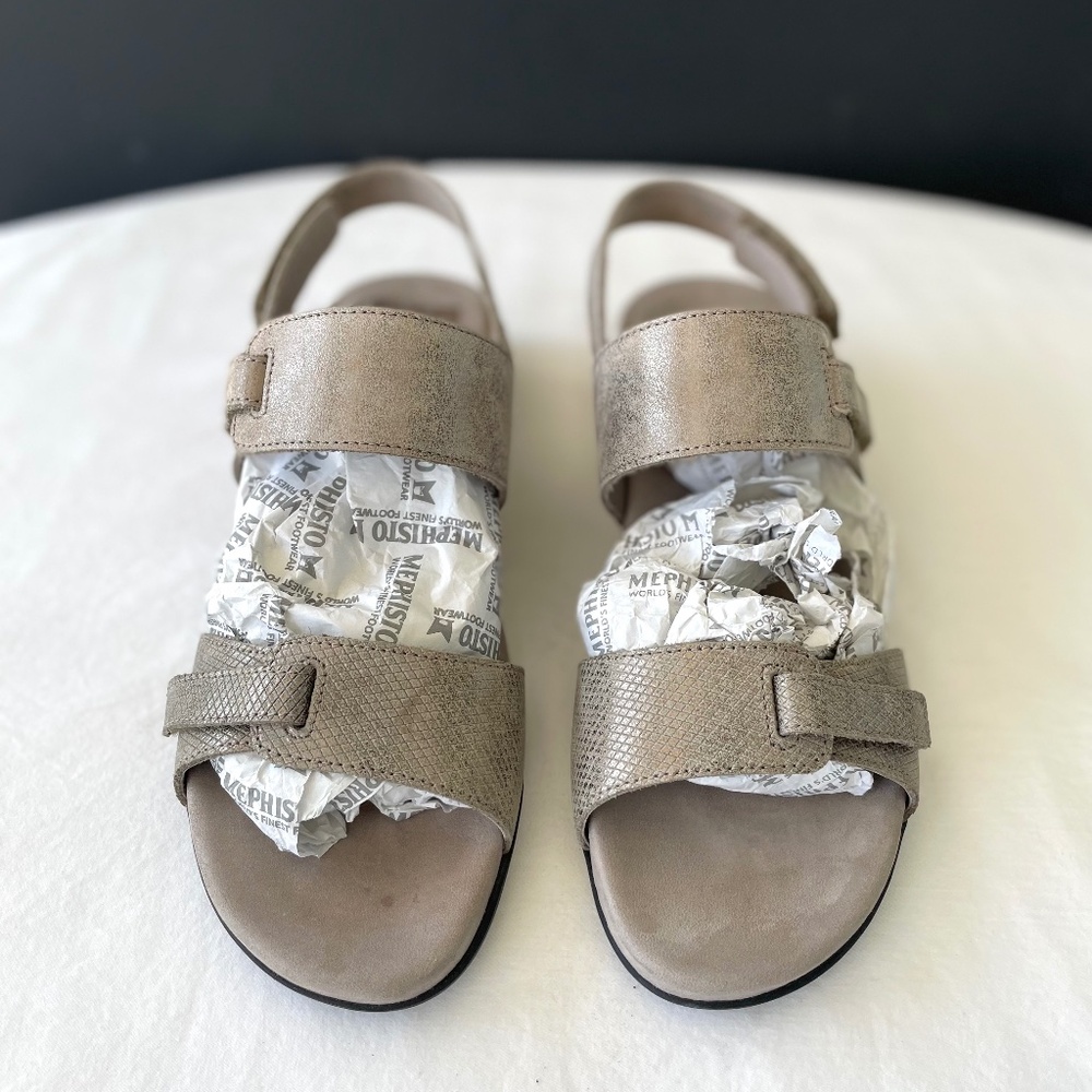 MEPHISTO Womens Sandals Jemila in Dark Taupe Leather Adjustable EXC Sz 9 US
